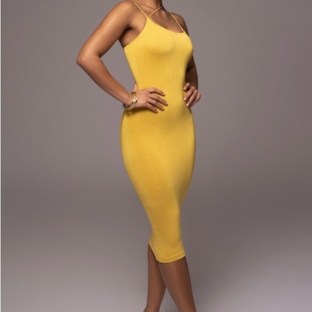 JLUXLABEL Mustard Midi Dress